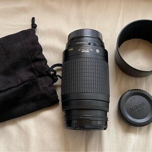 Nikon Black Telephoto Zoom Lens with Accessories